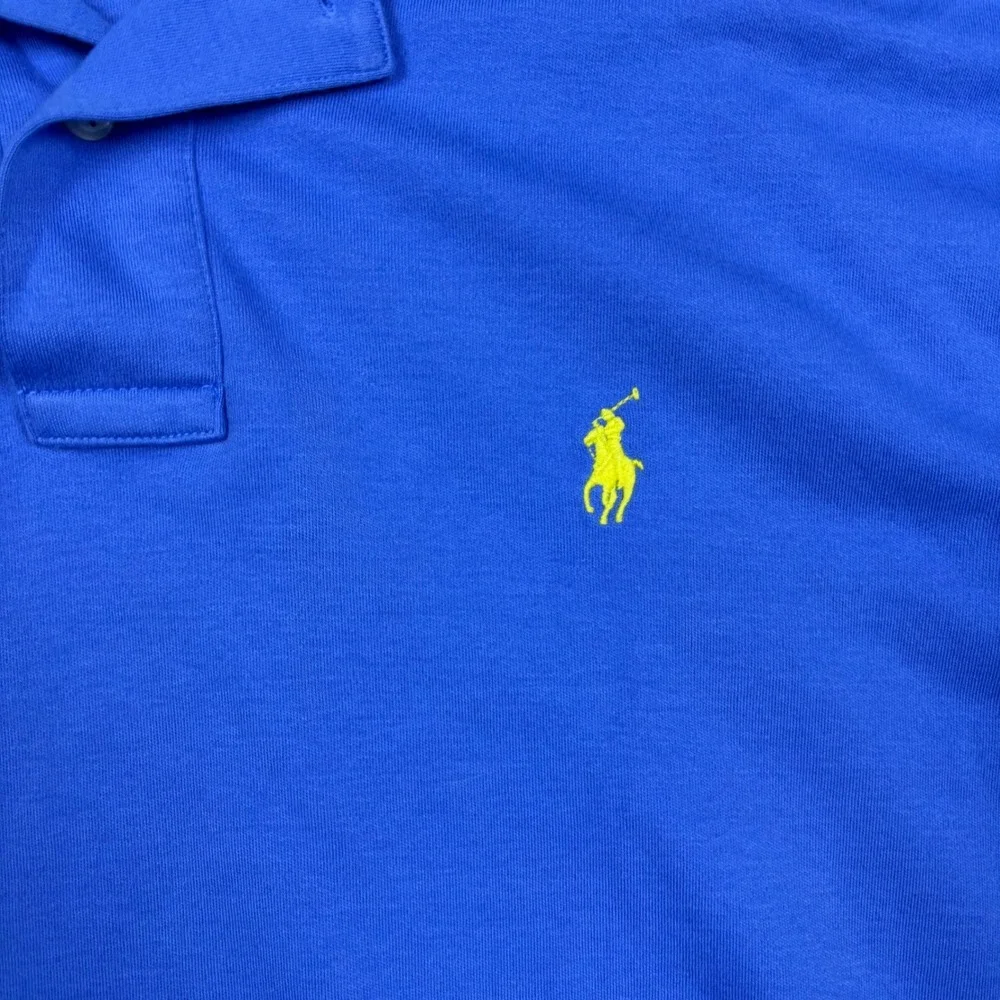 Polo Ralph Lauren Polo Shirt Mens L Blue Short Sleeve Yellow Pony Classic Fit